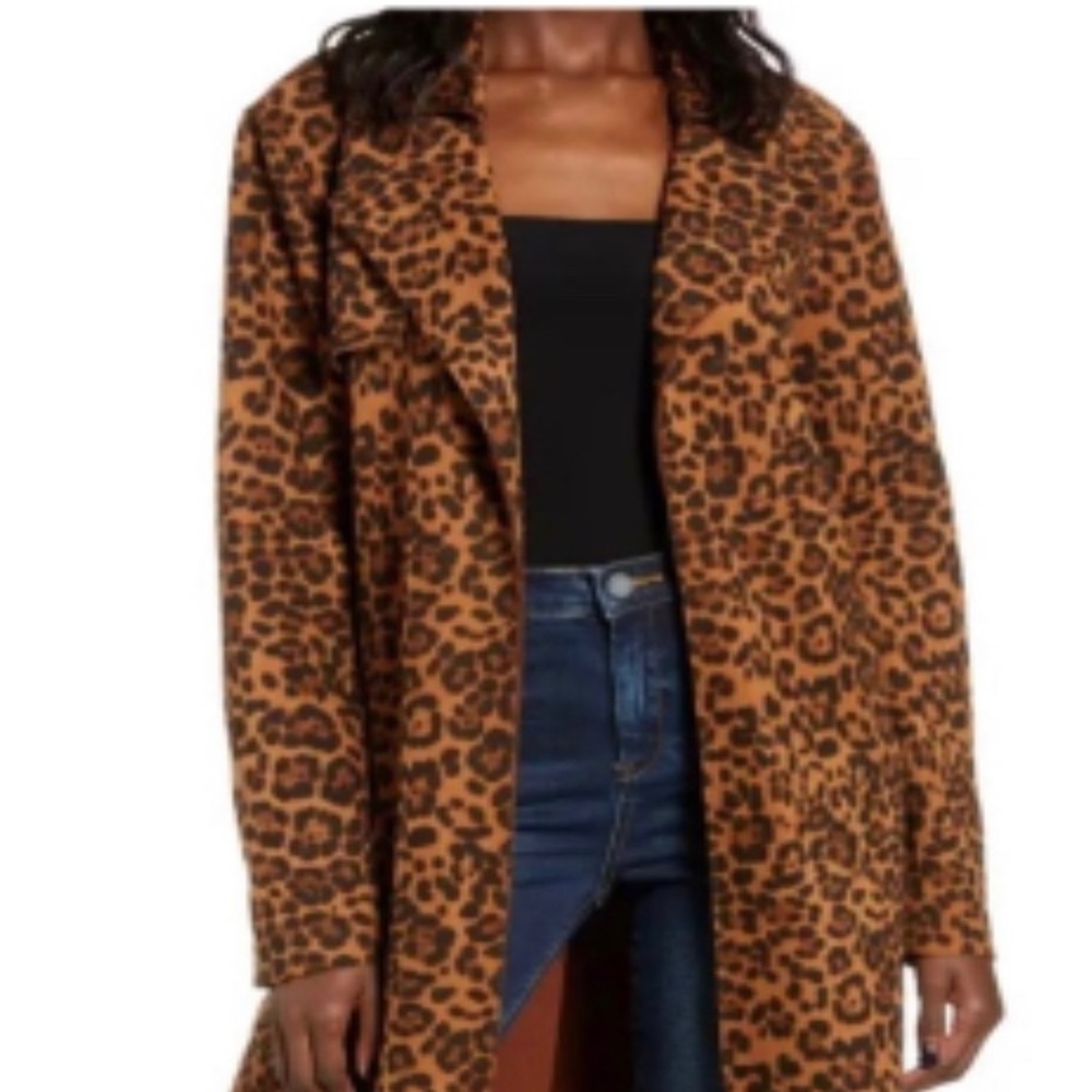 Blank NYC Faux Suede The Prowl Trench Coat - leopard